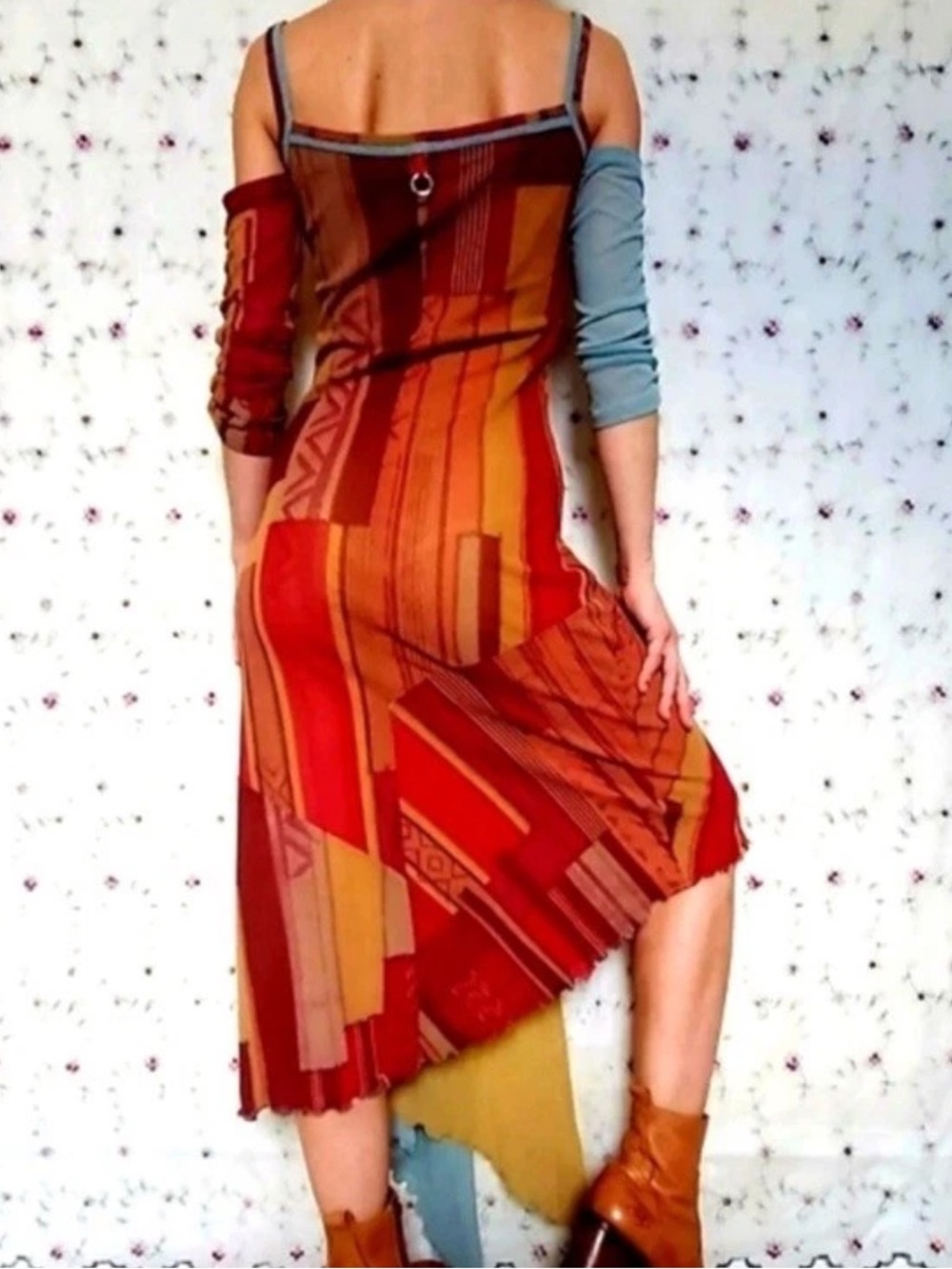 Vintage Save The Queen Boho Mesh Midi Dress - Picture 4 of 11